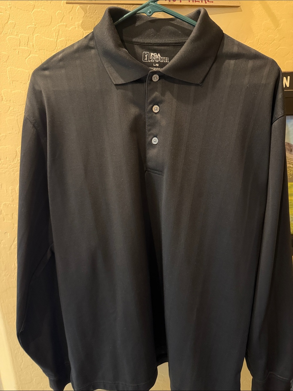 PGA TOUR Men’s Long Sleeve Polo Shirt - Black L
